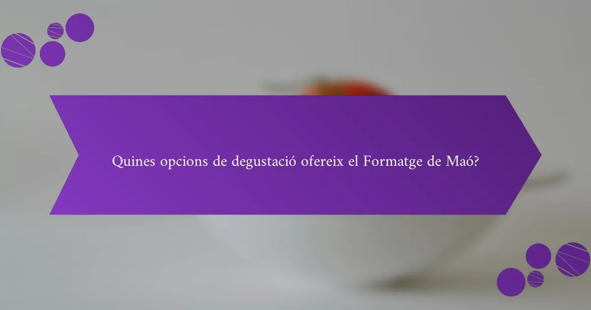 Quines opcions de degustació ofereix el Formatge de Maó?