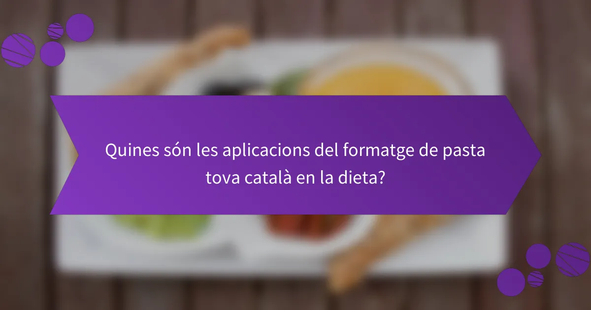 Quines són les aplicacions del formatge de pasta tova català en la dieta?