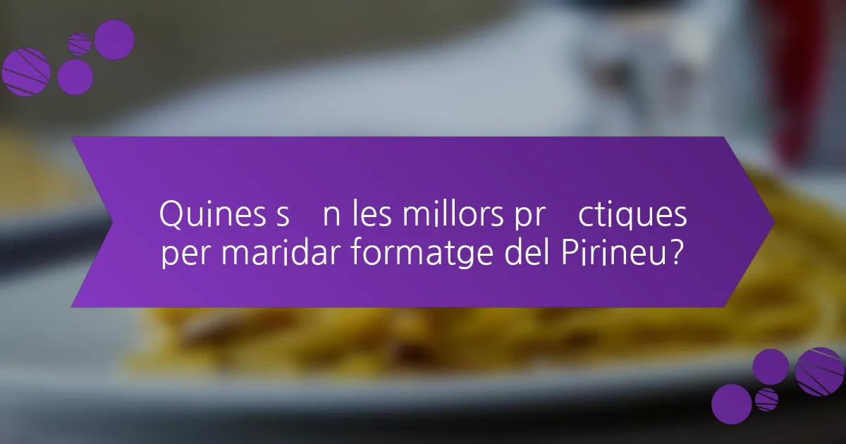 Quines són les millors pràctiques per maridar formatge del Pirineu?