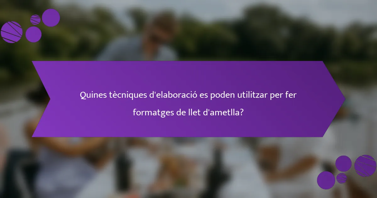 Quines tècniques d'elaboració es poden utilitzar per fer formatges de llet d'ametlla?