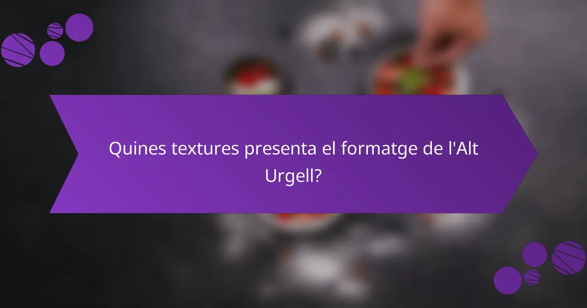 Quines textures presenta el formatge de l'Alt Urgell?