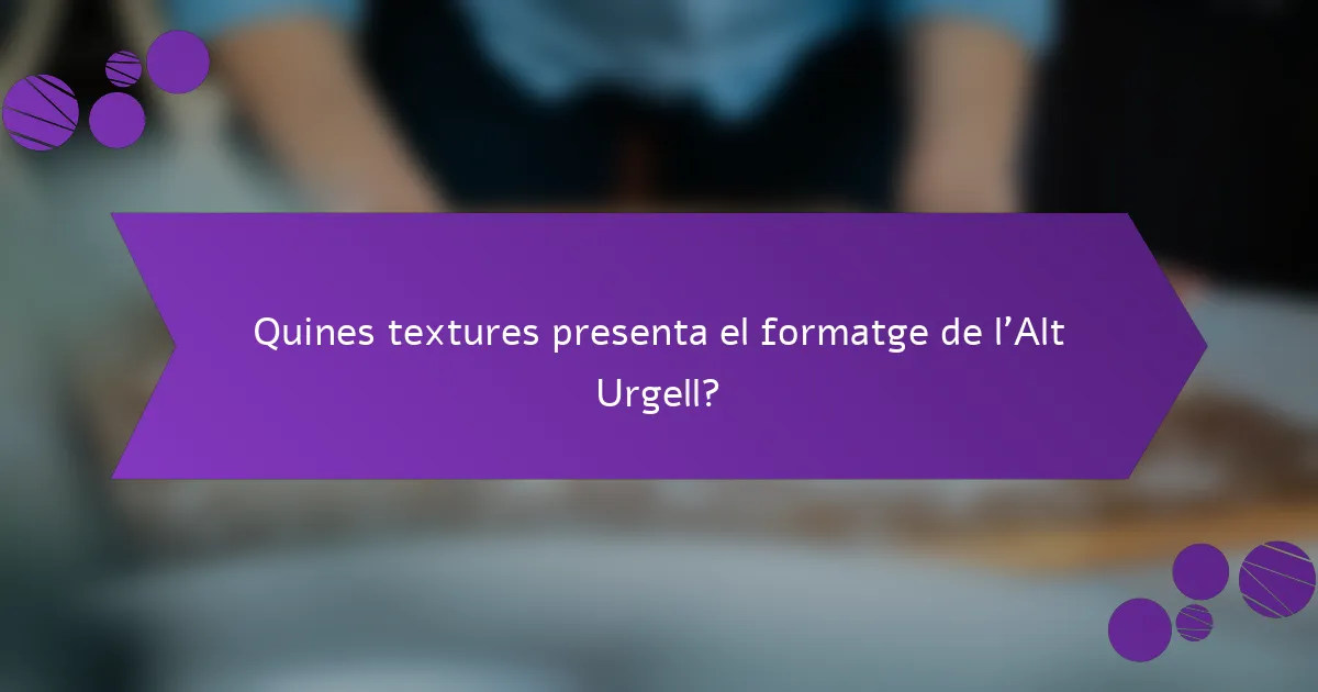 Quines textures presenta el formatge de l'Alt Urgell?