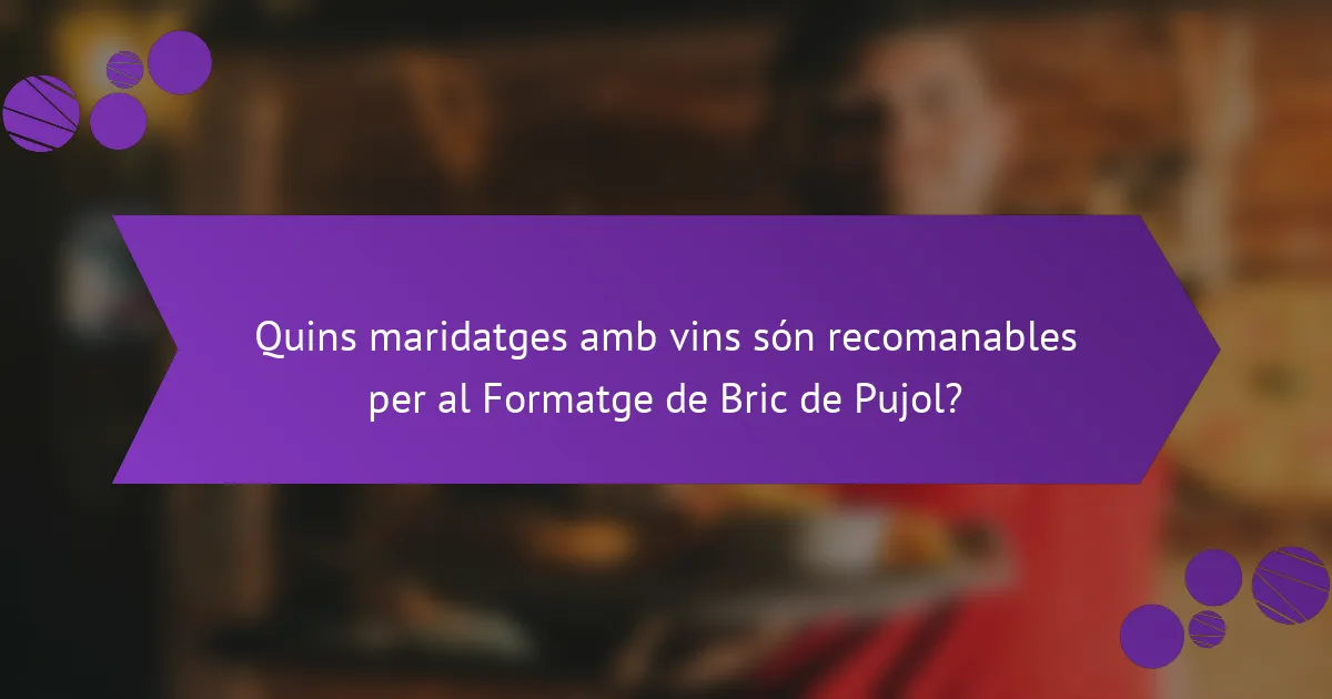 Quins maridatges amb vins són recomanables per al Formatge de Bric de Pujol?